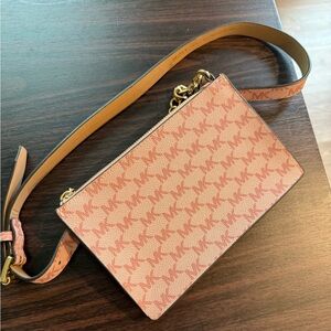 Brand new! Small Michael Kors pink MK logo print/pull chain belt bag/fanny pack
